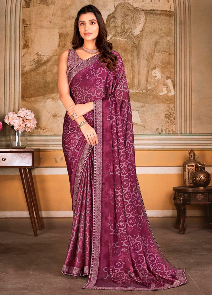 Purple Georgette Saree With Blouse Piece - Indian Silk House Agencies