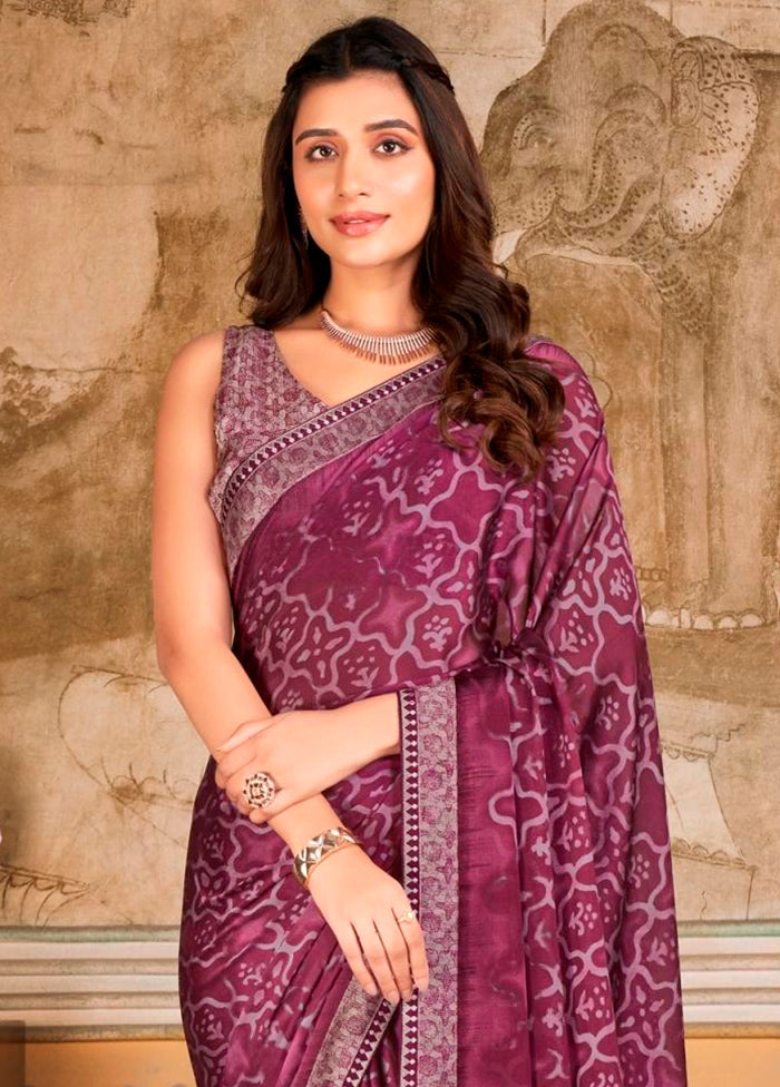 Purple Georgette Saree With Blouse Piece - Indian Silk House Agencies