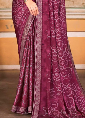 Purple Georgette Saree With Blouse Piece - Indian Silk House Agencies