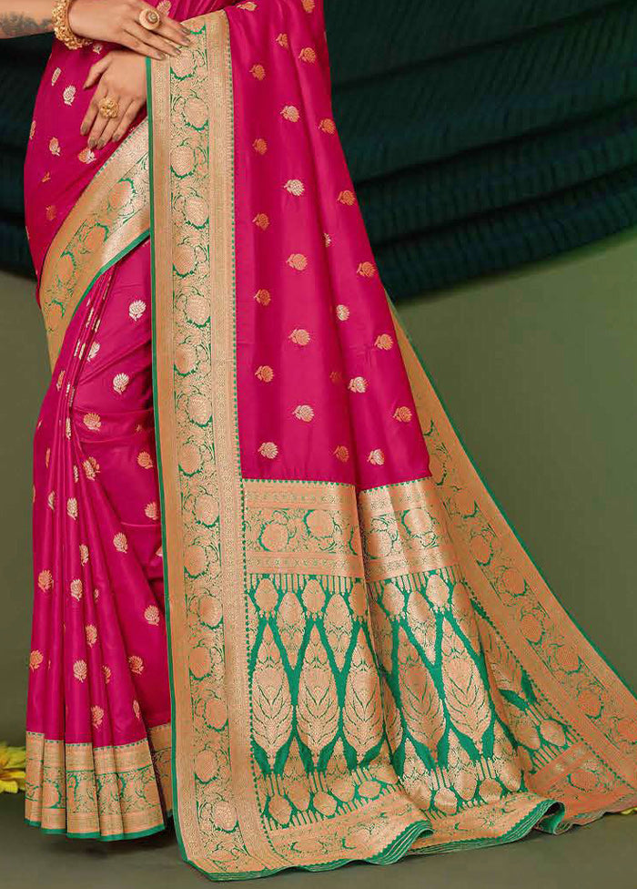 Pink Dupion Silk Saree With Blouse Piece