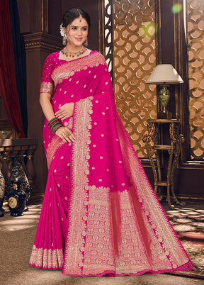 Pink Spun Silk Saree With Blouse Piece