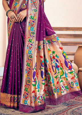 Wine Spun Silk Saree With Blouse Piece