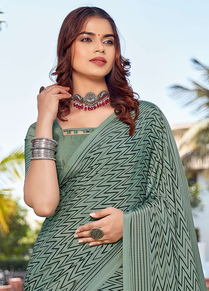 Teal Green Silk Saree With Blouse Piece - Indian Silk House Agencies