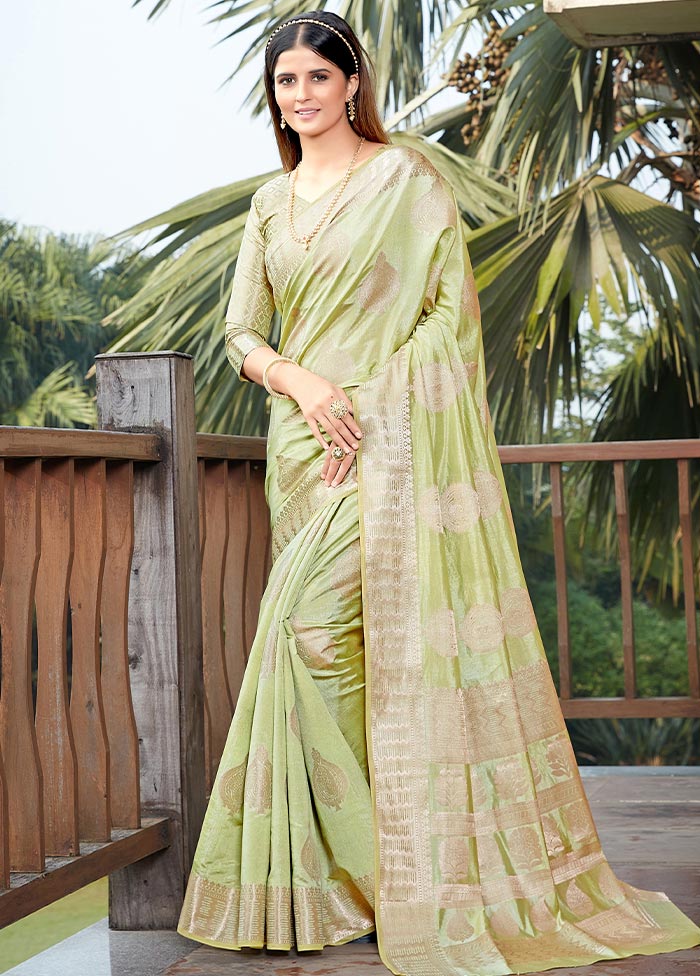 Green Woven Silk Saree With Blouse - Indian Silk House Agencies