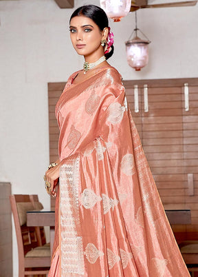 Peach Woven Silk Saree With Blouse - Indian Silk House Agencies