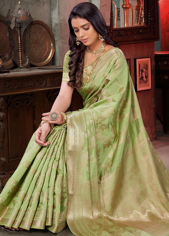 Green Woven Silk Saree With Blouse - Indian Silk House Agencies