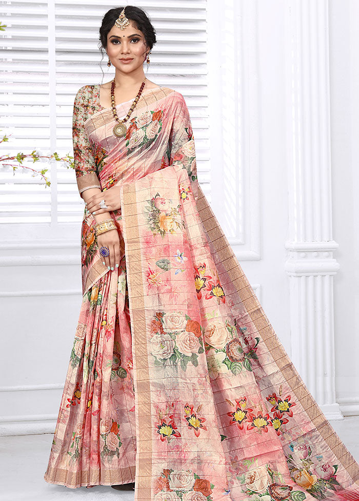 Multicolor Cotton Woven Work Saree With Blouse - Indian Silk House Agencies