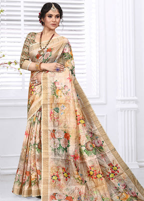 Multicolor Cotton Woven Work Saree With Blouse - Indian Silk House Agencies