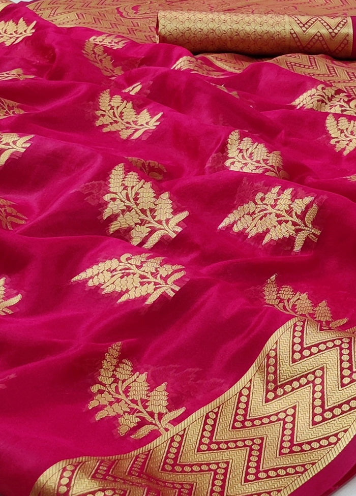 Pink Organza Silk Saree With Blouse - Indian Silk House Agencies