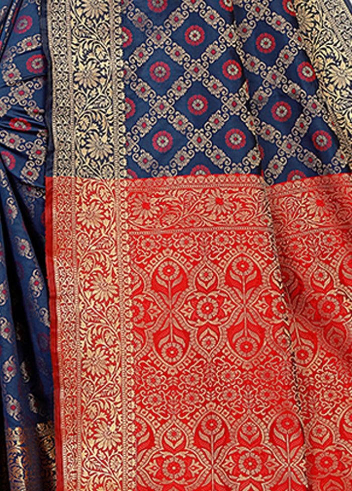 Blue Spun Silk Woven Saree With Blouse | Indian Silk House Agencies