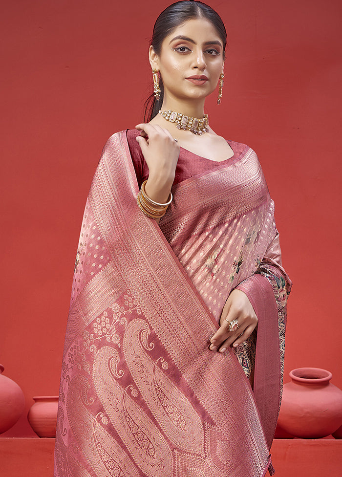 Peach Georgette Saree With Blouse Piece