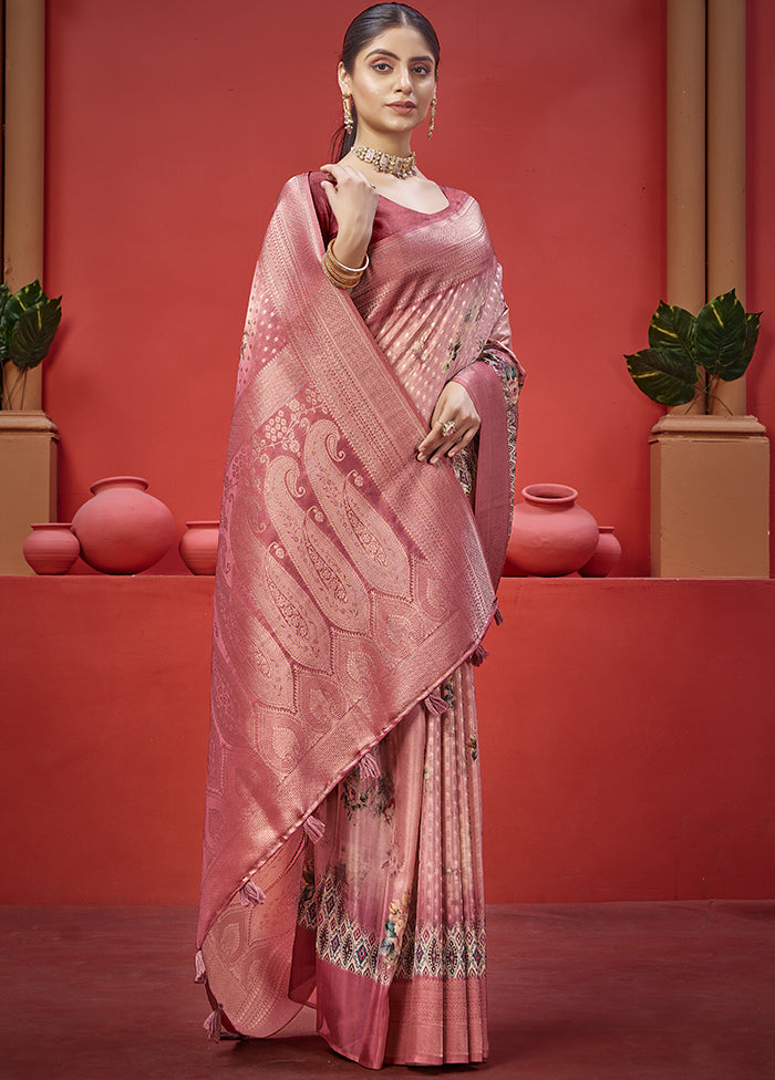 Peach Georgette Saree With Blouse Piece