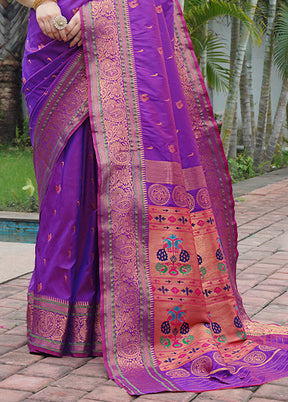 Voilet Dupion Silk Saree With Blouse Piece