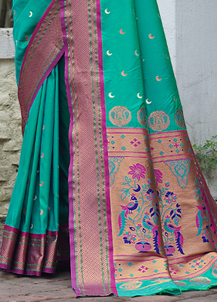 Rama Dupion Silk Saree With Blouse Piece