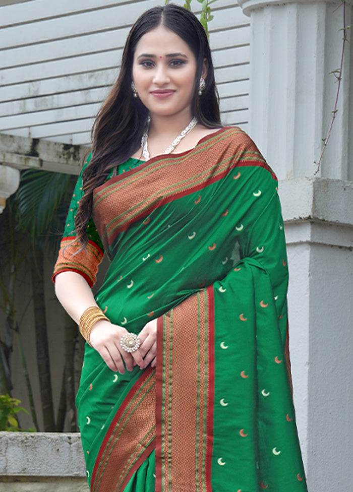 Green Dupion Silk Saree With Blouse Piece