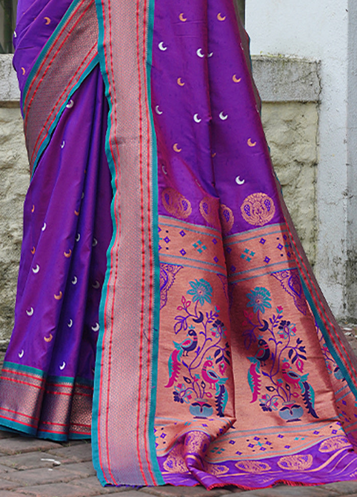 Purple Dupion Silk Saree With Blouse Piece