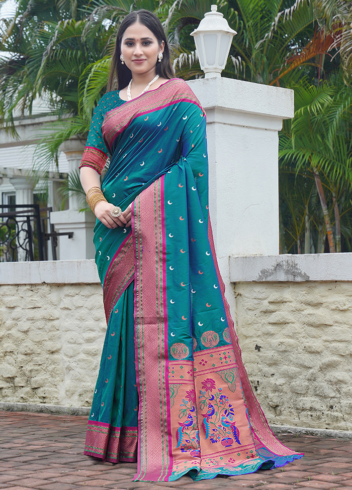 Green Dupion Silk Saree With Blouse Piece