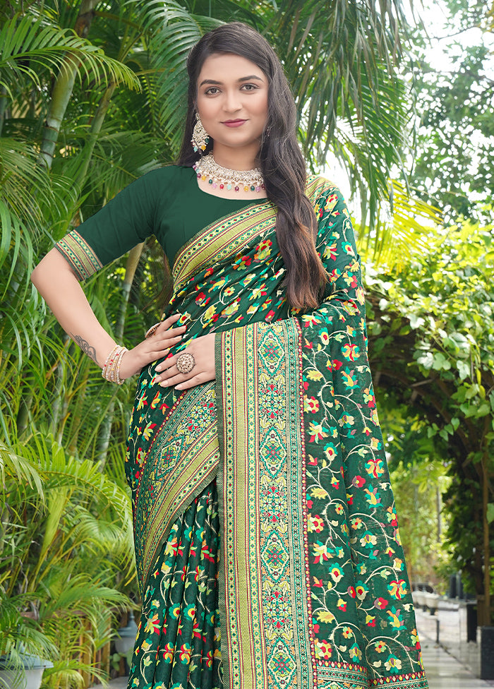 Green Pasmina Silk Saree With Blouse Piece