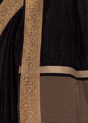 Black Organza Woven Work Saree With Blouse - Indian Silk House Agencies
