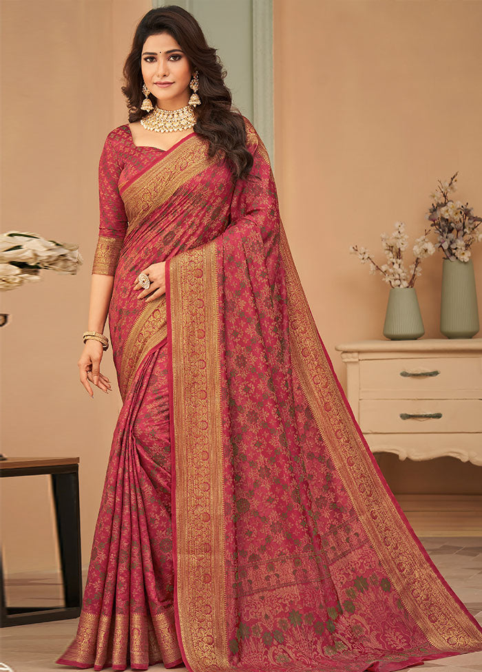 Pink Spun Silk Saree With Blouse Piece - Indian Silk House Agencies