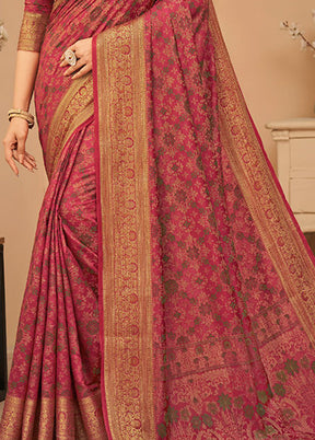 Pink Spun Silk Saree With Blouse Piece - Indian Silk House Agencies