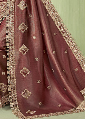 Wine Spun Silk Saree With Blouse Piece