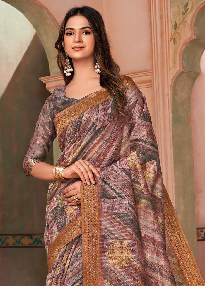 Multicolor Spun Silk Saree With Blouse Piece