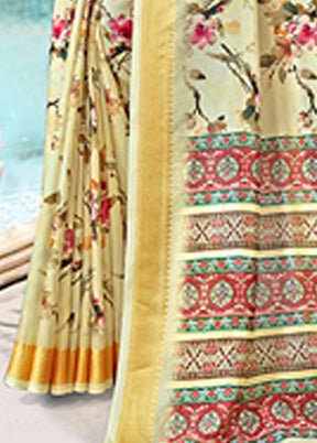 Mustard Spun Silk Saree With Blouse Piece