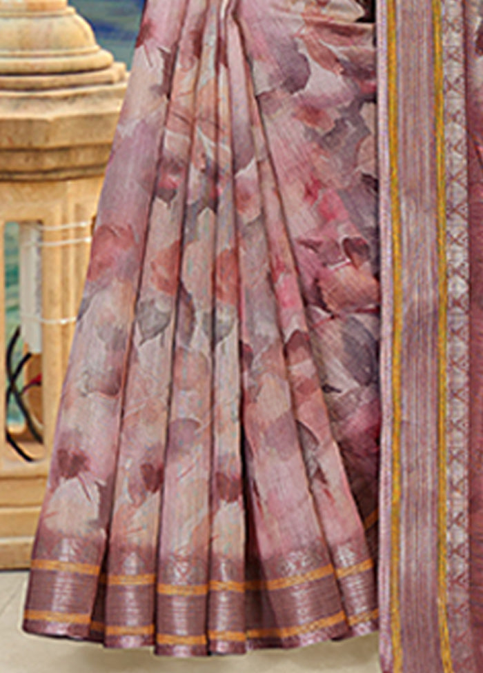 Brown Chanderi Silk Saree With Blouse Piece