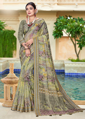 Green Chanderi Silk Saree With Blouse Piece