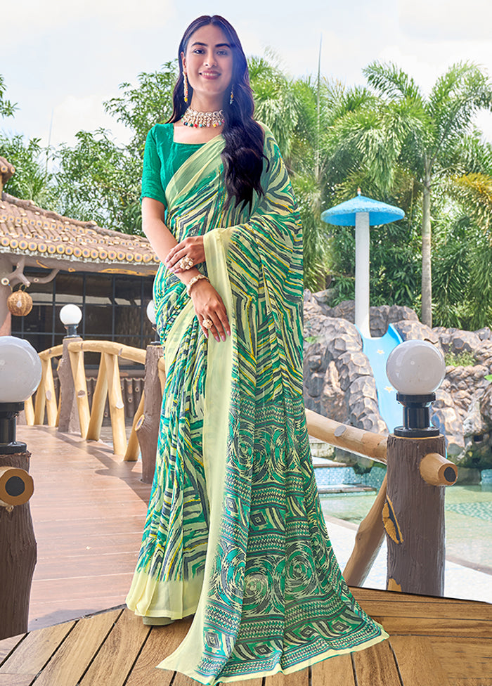 Multicolor Georgette Saree With Blouse Piece