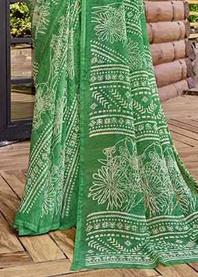 Green Georgette Saree With Blouse Piece