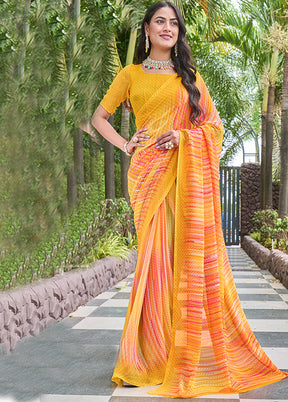 Multicolor Georgette Saree With Blouse Piece