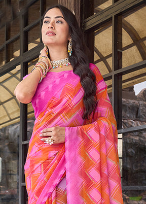 Multicolor Georgette Saree With Blouse Piece