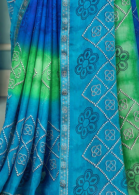 Rama Chiffon Silk Saree With Blouse Piece - Indian Silk House Agencies