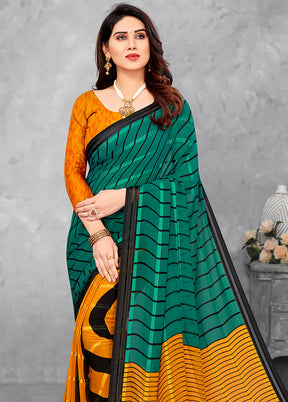 Sea Green Georgette Woven Work Saree With Blouse - Indian Silk House Agencies