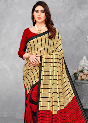 Yellow And Red Georgette Woven Work Saree With Blouse - Indian Silk House Agencies