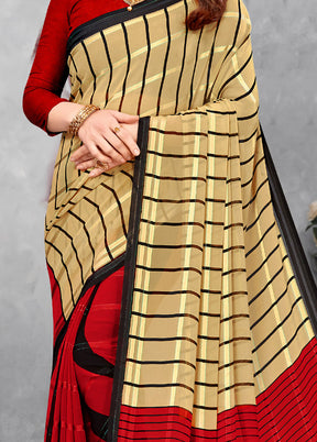 Yellow And Red Georgette Woven Work Saree With Blouse - Indian Silk House Agencies