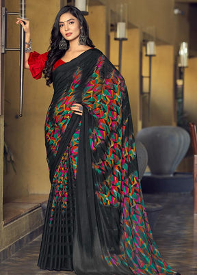 Black Georgette Saree With Blouse Piece - Indian Silk House Agencies