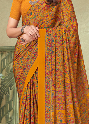 Yellow Spun Silk Woven Work Saree With Blouse - Indian Silk House Agencies