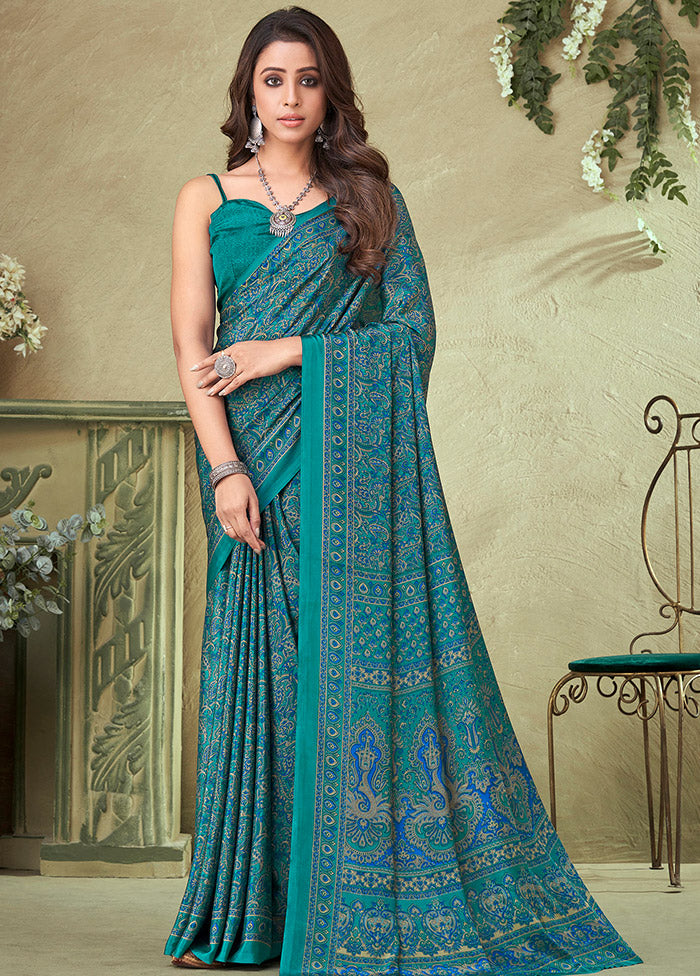 Sky Blue Spun Silk Woven Work Saree With Blouse - Indian Silk House Agencies