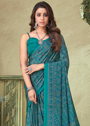 Sky Blue Spun Silk Woven Work Saree With Blouse - Indian Silk House Agencies