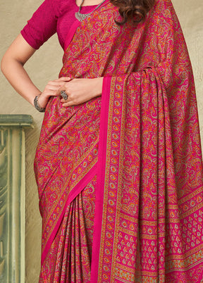 Pink Spun Silk Woven Work Saree With Blouse - Indian Silk House Agencies