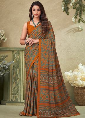 Orange Spun Silk Woven Work Saree With Blouse - Indian Silk House Agencies