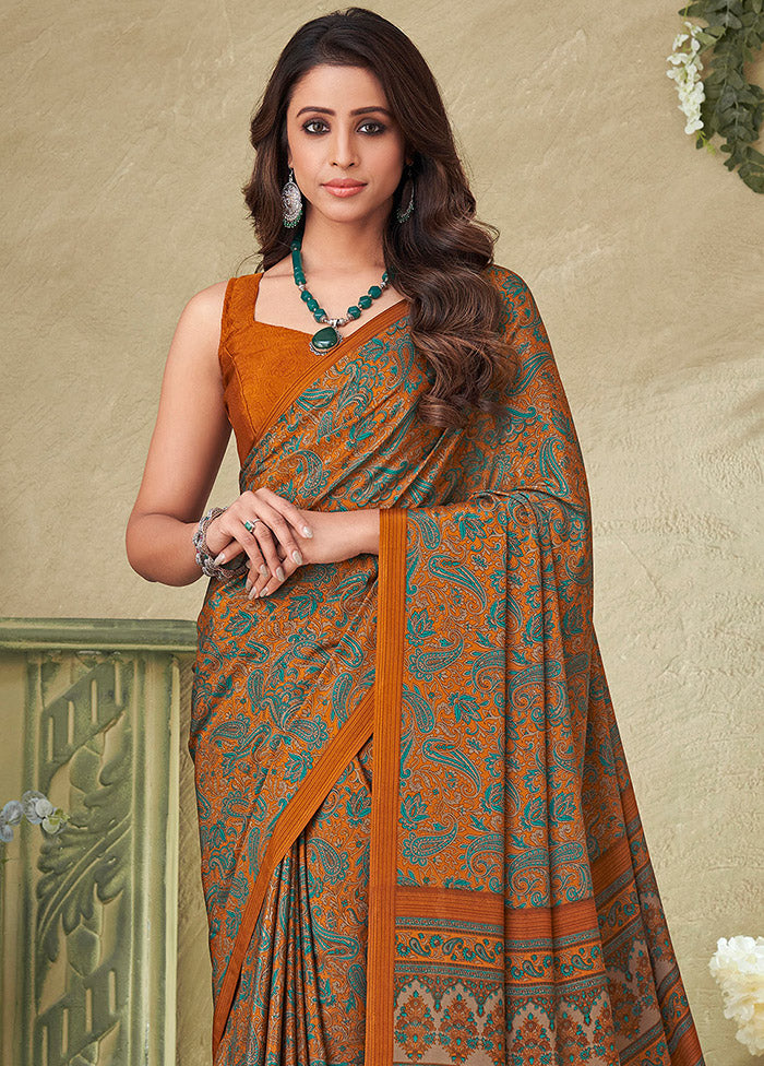 Orange Spun Silk Woven Work Saree With Blouse - Indian Silk House Agencies