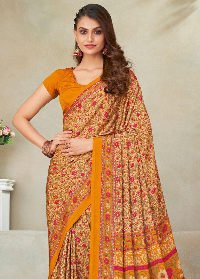 Orange Spun Silk Woven Work Saree With Blouse - Indian Silk House Agencies