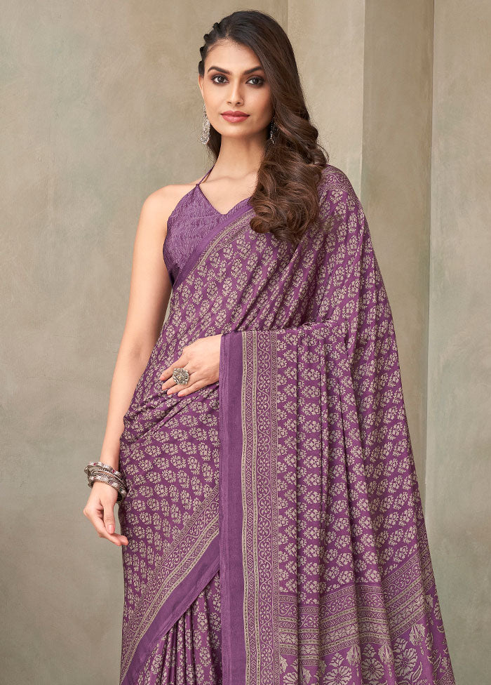 Purple Spun Silk Woven Work Saree With Blouse - Indian Silk House Agencies