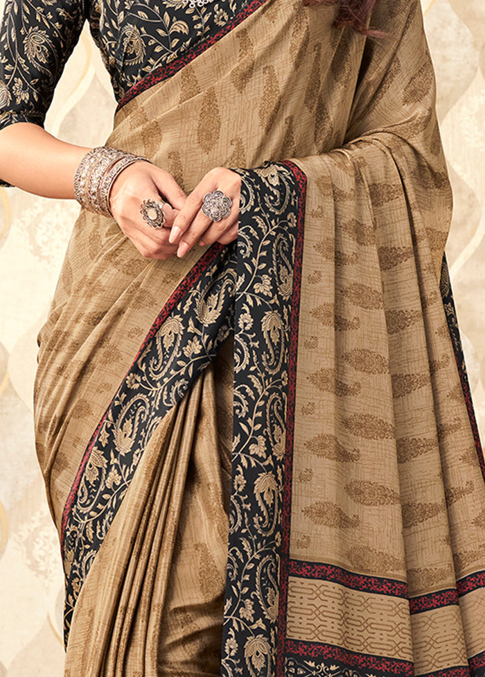 Brown Spun Silk Woven Work With Blouse Piece - Indian Silk House Agencies