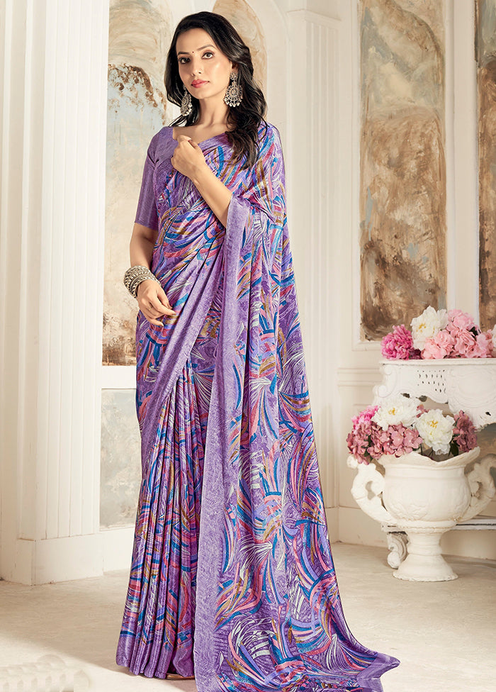 Purple Silk Saree With Blouse Piece - Indian Silk House Agencies