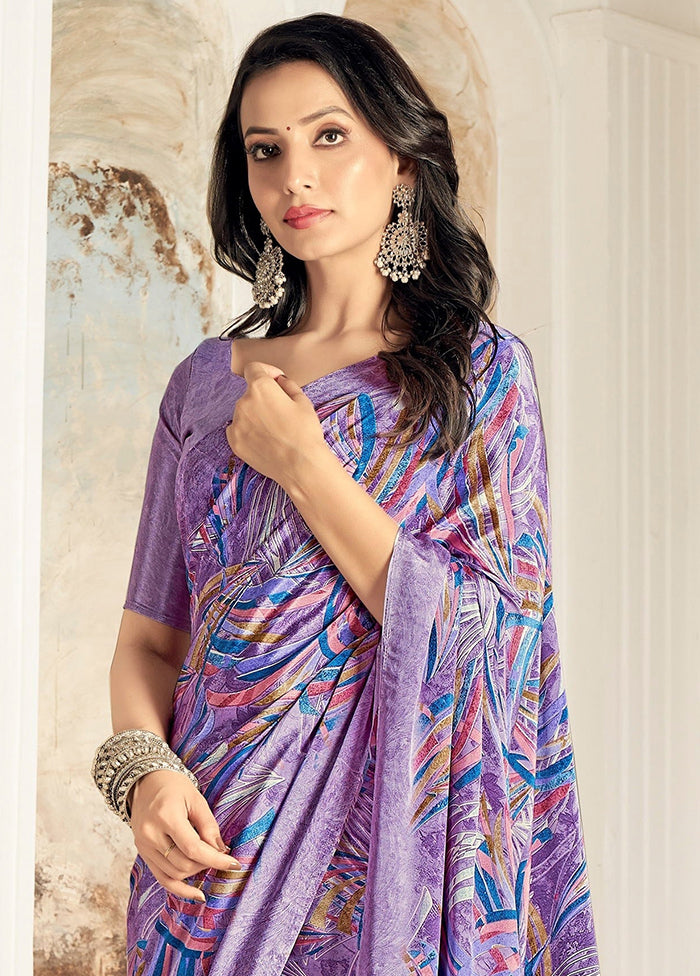 Purple Silk Saree With Blouse Piece - Indian Silk House Agencies